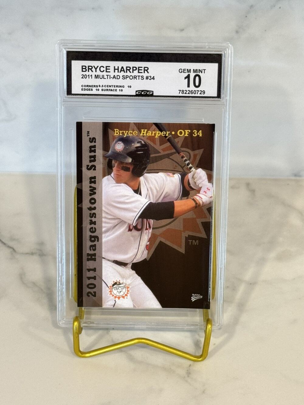 Bryce Harper 2011 Multi-Ad Sports Hagerstown Suns #34 Graded Gem Mint 10